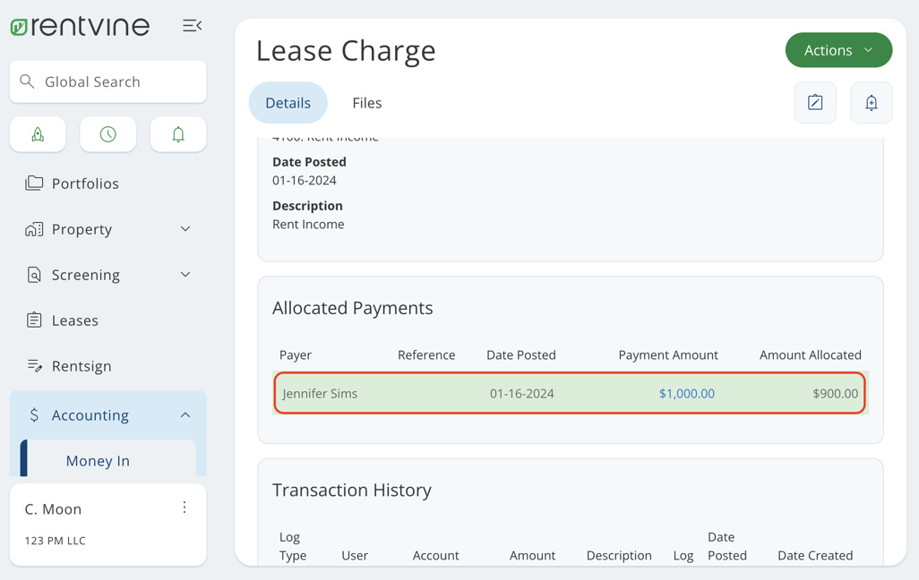 How to Void a Lease Charge that has a Payment Allocated to It